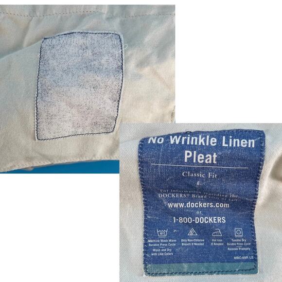 Y2K linen blend pleated Dockers beige pants 2000s vintage - Picture 3 of 6